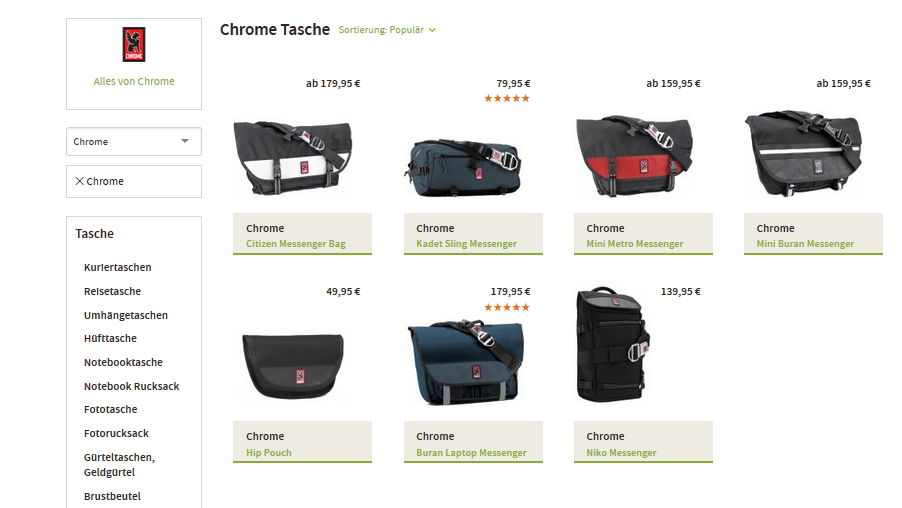 Chrome Kuriertaschen bei Unterwegs Chrome Kuriertaschen