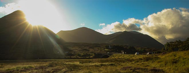 Blick vom Zeltplatz in Sligachan