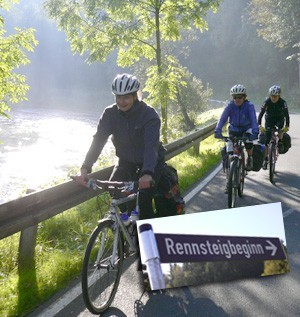 Beginn der Mountainbiketour am Rennsteig