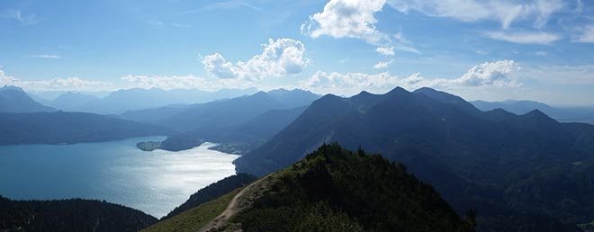 Ausblick vom Jochberg mit Blick auf die Zugspitze