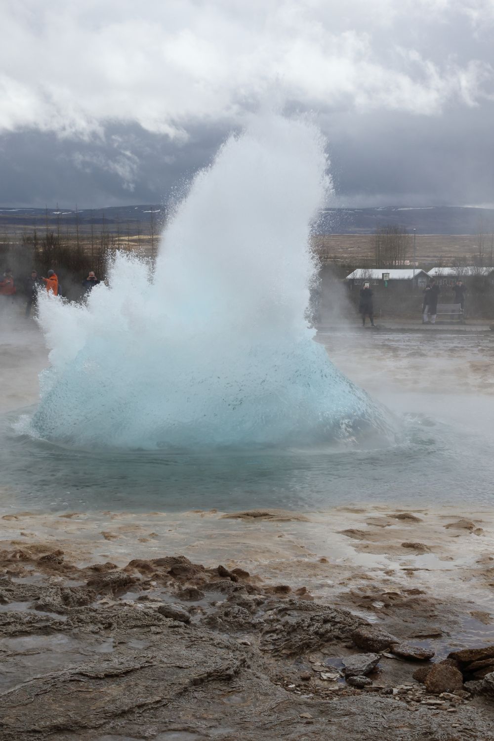 Ein Geysir im Geothermalgebiet Islands