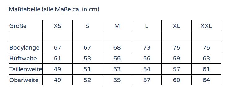 Maßtabelle / Measurement table
