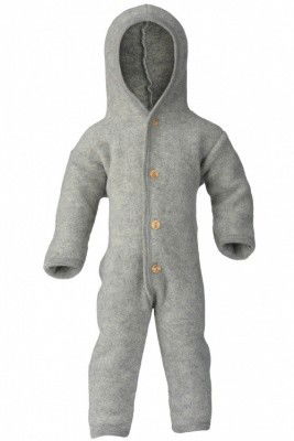 Engel Baby Overall mit Kapuze Wollfleece hellgrau melange - Größe 86/92 575722