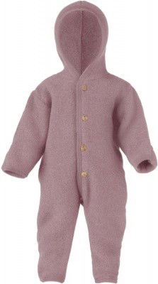 Engel Baby Overall mit Kapuze Wollfleece rosenholz melange - Größe 74/80 575722