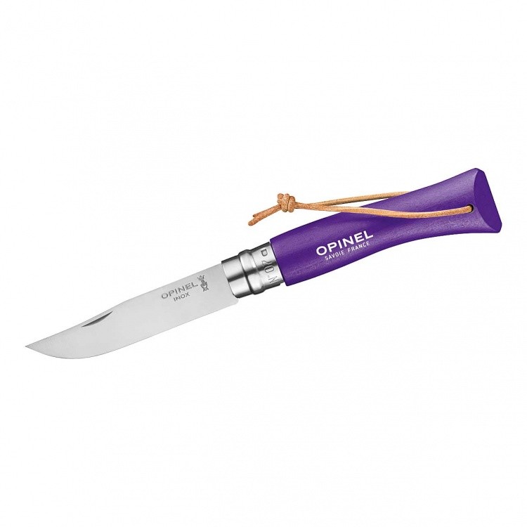 Opinel Knife with leather strap Opinel Knife with leather strap Farbe / color: violett ()