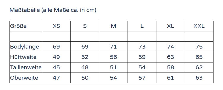 Maßtabelle / Measurement table