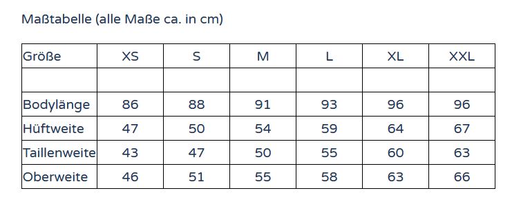 Maßtabelle / Measurement table