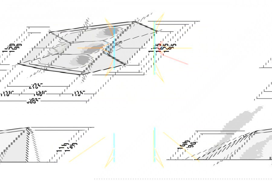 Maße 3 Personen/ dimensions 3 persons