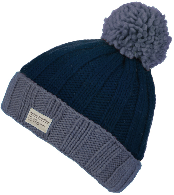 KuSan Ribbed Turn Up Bobble KuSan Ribbed Turn Up Bobble Farbe / color: grey navy ()