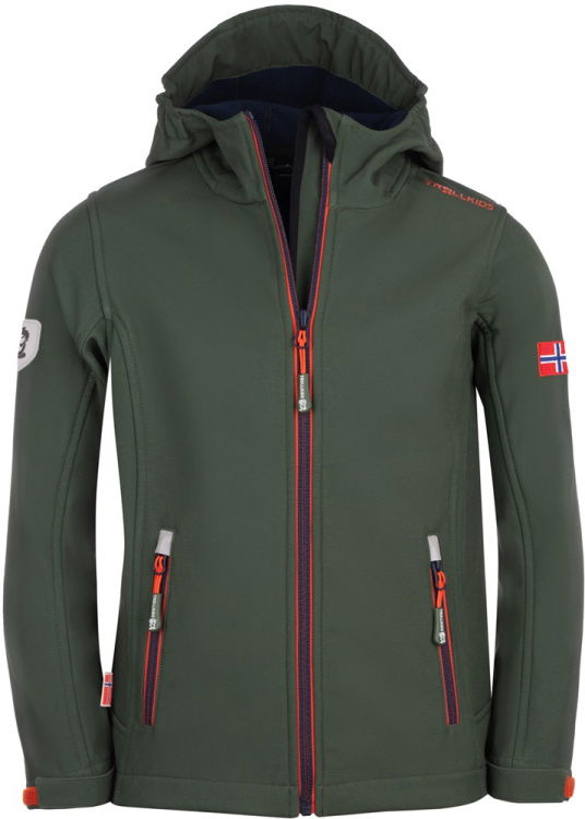 Trollkids Kids Trollfjord Jacket Trollkids Kids Trollfjord Jacket Farbe / color: forest green/navy/flame orange () Trollkids Kids Trollfjord Jacket Trollkids Kids Trollfjord Jacket Farbe / color: forest green/navy/flame orange ()