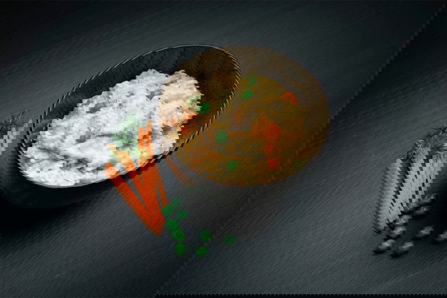 Drytech Lachs mit Pasta und Sahnesauce zubereitet/prepared