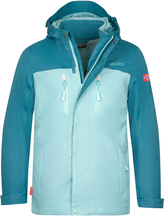 Trollkids Girls Bryggen 3in1 Jacket Trollkids Girls Bryggen 3in1 Jacket Farbe / color: teal/aqua ()