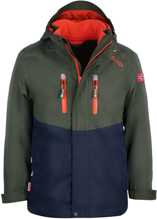 Trollkids Kids Bryggen 3in1 Jacket Trollkids Kids Bryggen 3in1 Jacket Farbe / color: for. green/navy/flame or. () Trollkids Kids Bryggen 3in1 Jacket Trollkids Kids Bryggen 3in1 Jacket Farbe / color: for. green/navy/flame or. ()