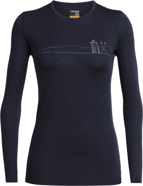 Icebreaker Womens 200 Oasis LS Crewe Single Line Snow Icebreaker Womens 200 Oasis LS Crewe Single Line Snow Farbe / color: midnight navy ()