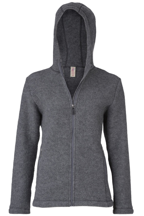 Engel Jacke mit Kapuze Merino Wollfleece Damen Engel Jacke mit Kapuze Merino Wollfleece Damen Farbe / color: schiefer ()