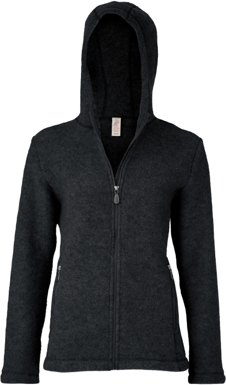 Engel Jacke mit Kapuze Merino Wollfleece Damen Engel Jacke mit Kapuze Merino Wollfleece Damen Farbe / color: schwarz melange ()