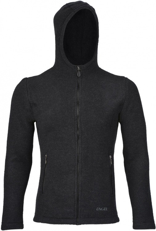 Engel Jacke mit Kapuze Merino Wollfleece Engel Jacke mit Kapuze Merino Wollfleece Farbe / color: schwarz melange ()