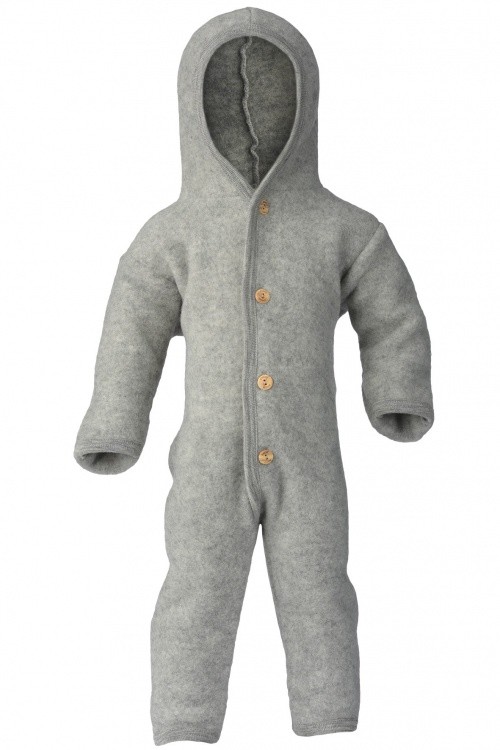 Engel Baby Overall mit Kapuze Wollfleece Engel Baby Overall mit Kapuze Wollfleece Farbe / color: hellgrau melange ()