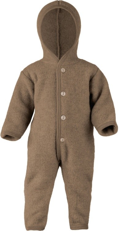 Engel Baby Overall mit Kapuze Wollfleece Engel Baby Overall mit Kapuze Wollfleece Farbe / color: walnuss melange ()