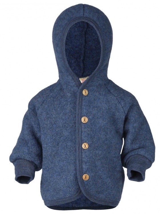 Engel Baby Jacke mit Kapuze Wollfleece Engel Baby Jacke mit Kapuze Wollfleece Farbe / color: blau melange ()