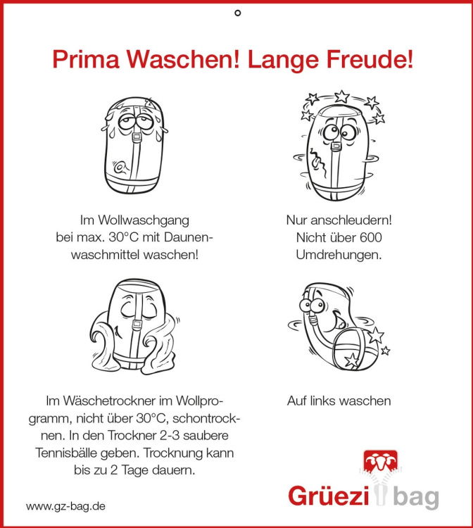 Waschanleitung / Washing instruction