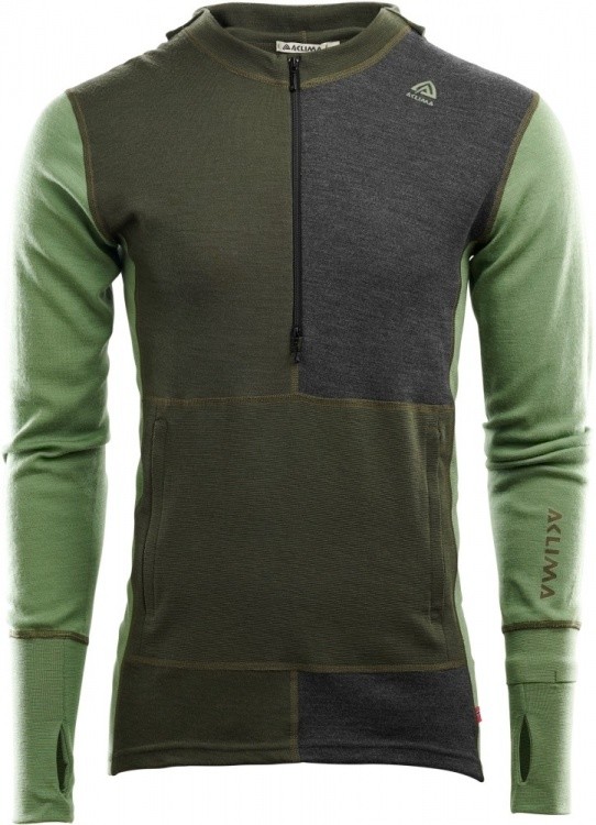 Aclima Warmwool Hood Sweater With Zip Aclima Warmwool Hood Sweater With Zip Farbe / color: olive night/dill/marengo ()