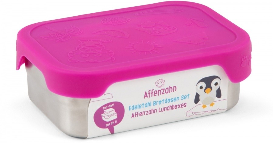 Edelstahl Brotdosen-Set Affenzahn Lunchbox Vesperbox Pausenbrot-Box NEU!
