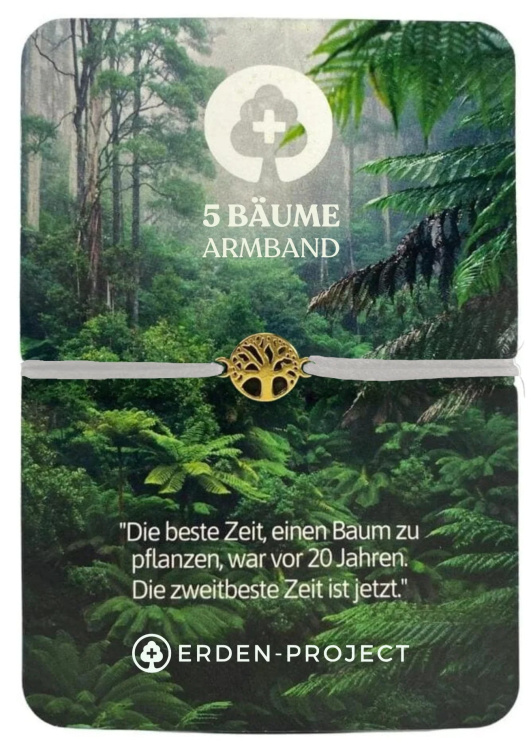 Erden-Project Treesome Zehn Bäume Armband Erden-Project Treesome Zehn Bäume Armband Farbe / color: stainless steel golden, Band beige ()