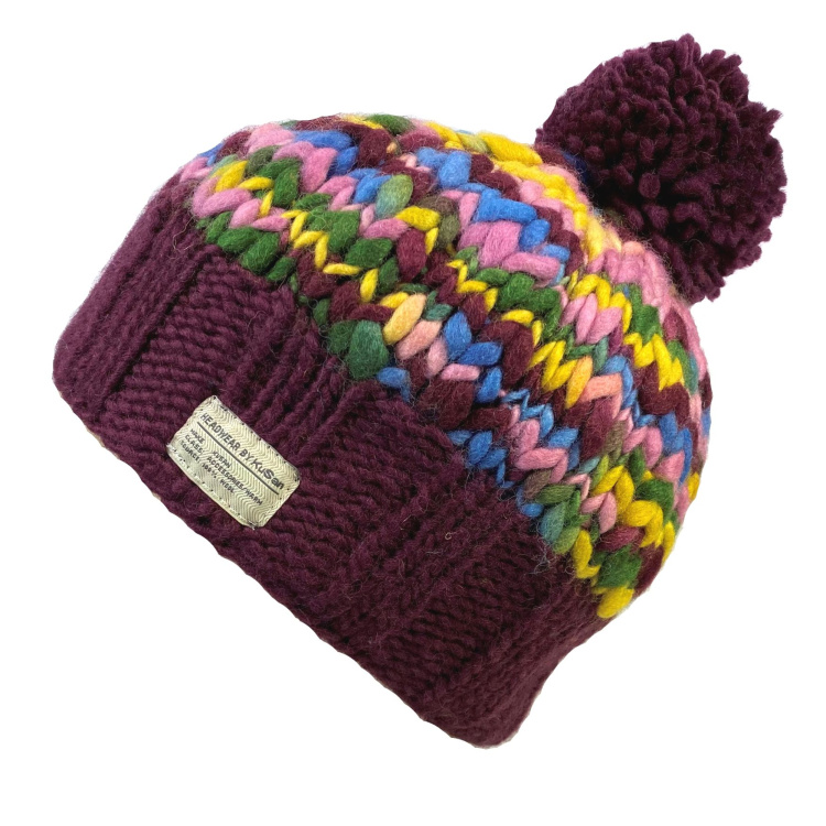 KuSan Bobble Hat Uneven Yarn SP KuSan Bobble Hat Uneven Yarn SP Farbe / color: wine ()