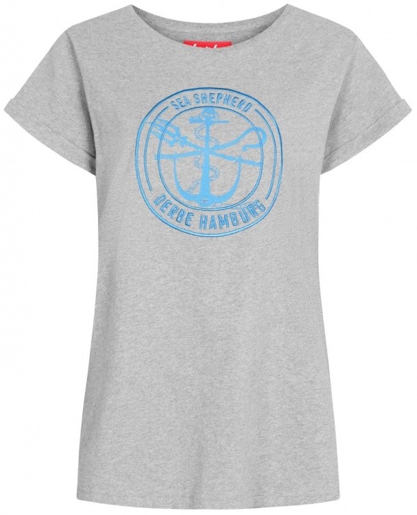 Derbe T-Shirt JF Barbe Mono GOTS Women Derbe T-Shirt JF Barbe Mono GOTS Women Farbe / color: grey melange/briliant blue ()