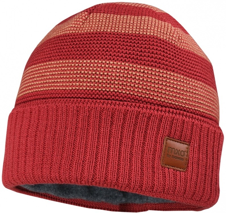 maximo Kids Hat GOTS With Turn Up And Stripes maximo Kids Hat GOTS With Turn Up And Stripes Farbe / color: rot ()