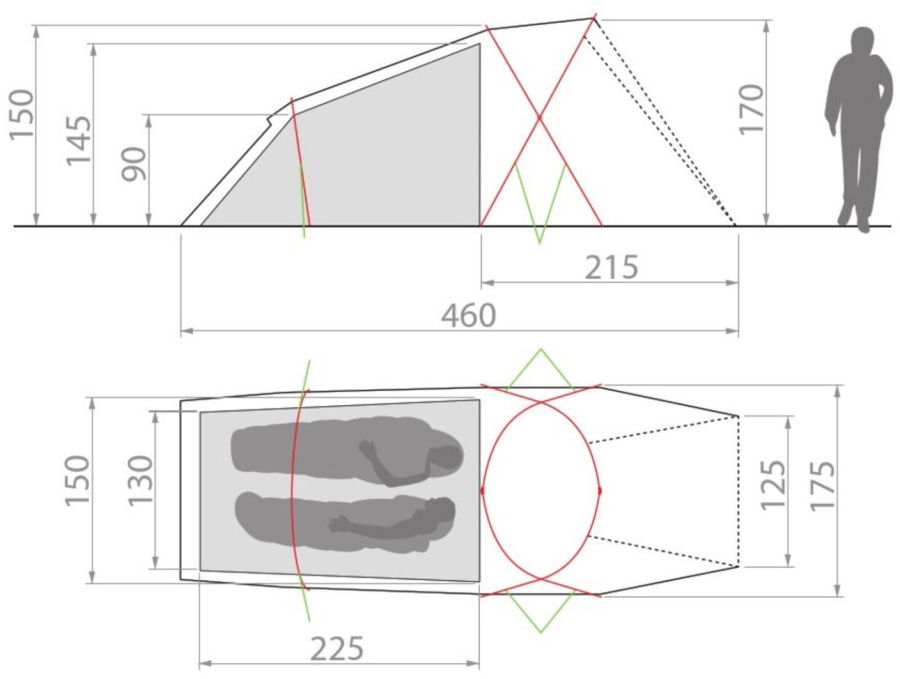 Grundriss 2P. / Groundsheet 2P.