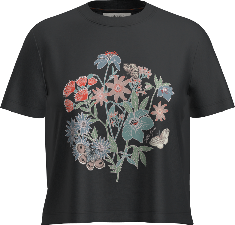 Icebreaker Womens Merino 150 Tec Lite SS Crop Tee NZ Flora Icebreaker Womens Merino 150 Tec Lite SS Crop Tee NZ Flora Farbe / color: black ()