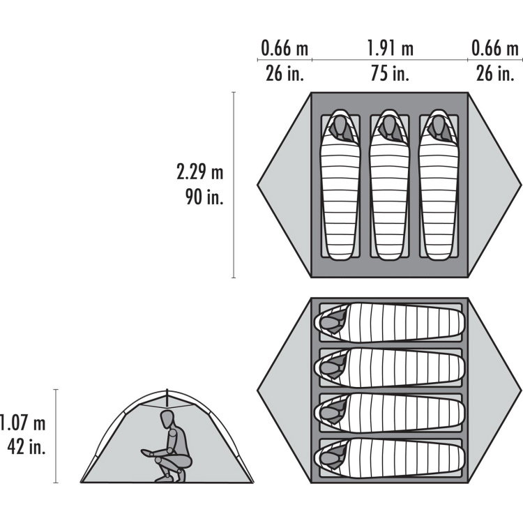 Grundriss/Ma&szlig;e 2 Personen, floor plan/measurements 3 persons