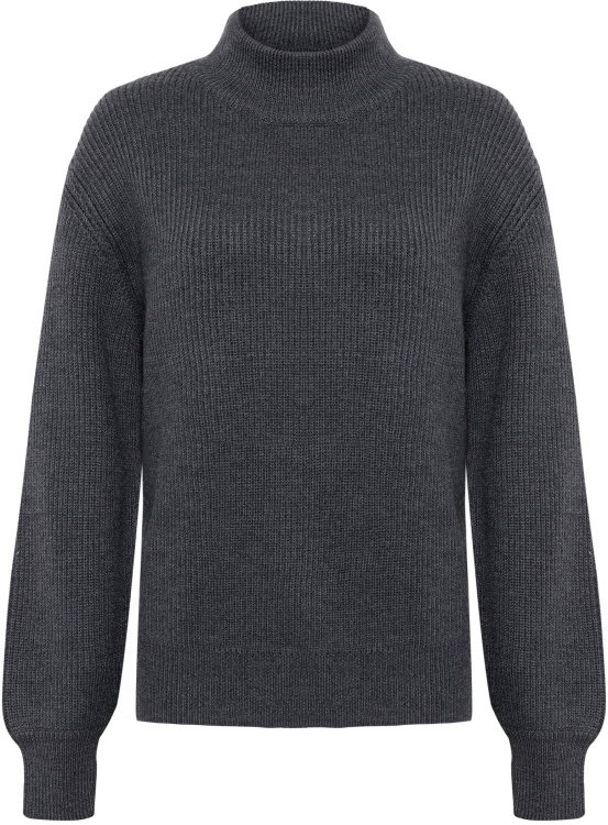 KnowledgeCotton Apparel Merino High Neck Sweater Women KnowledgeCotton Apparel Merino High Neck Sweater Women Farbe / color: dark grey melange ()