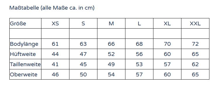 Maßtabelle / Measurement table